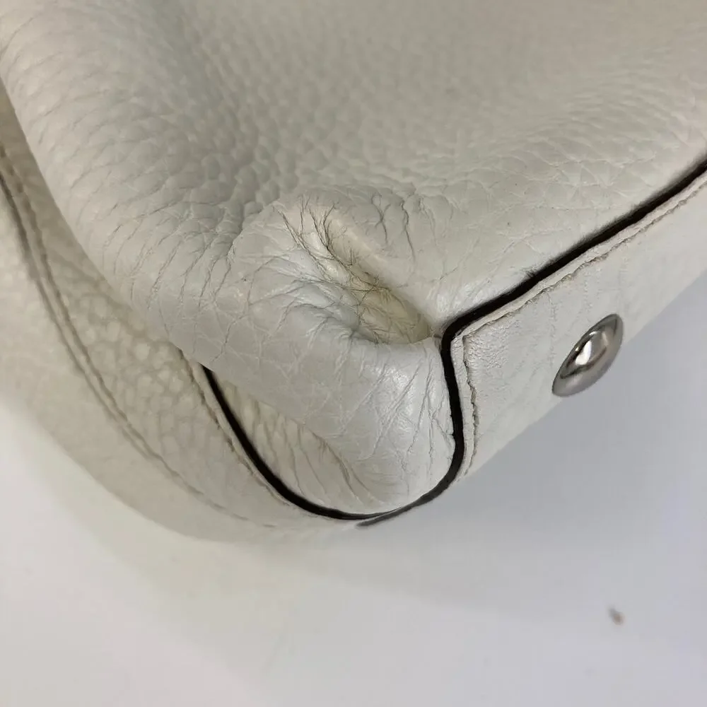COACH F14686 WHITE AND YELLOW PEBBLEED LEATHER HANDBAG